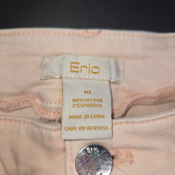 Eric Peach Floral Embroidered Denim Jeans Women Size 10 Pink Pastel Crop Stretch - Picture 3 of 8